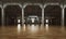 Abandoned assembly hall, empty room, 3d rendering