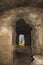 Abandoned basement of the tower of the ruins of a castle in tran