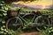Abandoned Bicycle Reclaimed by Ivy Vines, Intertwining with the Metallic Frame, Wheels Half-Submerged in Nature\\\'s Embrace