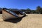 Abandoned boat on beach