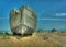 Abandoned boat on beach. Dungeness UK