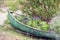 Abandoned boat decorated with flowers