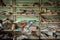 Abandoned bookstore with shelves full of worn books