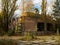 Abandoned building of cinema in Pripyat. Area taken by nature and decaying. Chernobyl Exclusion Zone. Ukraine.