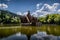 Abandoned building in the middle of a lake