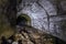 Abandoned bunker tunnel with concrete walls