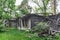 Abandoned burnt-out wooden house