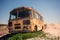 Abandoned bus in the desert