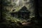 Abandoned cabin in the forest. Neural network AI generated