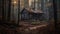 Abandoned cabin in the woods being. Generative AI
