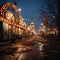 An abandoned carnival or amusement park at night, with rusted rides and flickering lights, convey