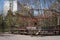 Abandoned carousel at an amusement park in the center of the city of Pripyat, the Chernobyl disaster, the exclusion zone, a ghost