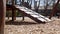 Abandoned Children Playground in quarantine - nobody playing outside, stricktly forbidden - smooth tracking shot