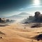 Abandoned City on Wasteland Apocalyptic Landscape Panoramic Art Lost Desert Civilisation Scenery Game Environment CG Digital