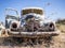 Abandoned classic car rusting in Namib desert, Namibia