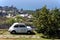 Abandoned classic white Fiat 500