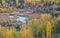 Abandoned clay pit in autumn