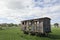 Abandoned and damaged train wagon at Rauch station, Buenos Aires, Argentina