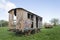 Abandoned and damaged train wagon at Rauch station, Buenos Aires, Argentina