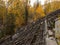 Abandoned decaying tribune of sport stadium Avangard.