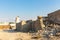 Abandoned demolished building of Al Jazirah Al Hamra town in United Arab Emirates, old ruins of haunted pearl village