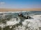 Abandoned and derelict old shipwreck Zeila at the Atlantic Coast near Swakopmund and famous Skeleton Coast in Namibia