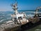 Abandoned and derelict old shipwreck Zeila at the Atlantic Coast near Swakopmund and famous Skeleton Coast in Namibia