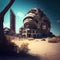 abandoned deserted planet powerful futuristic buildings in postapocalyptic city