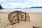 Abandoned fish trap on beach