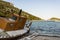 Abandoned Fishing Trawler on beach, Alonissos, Greece