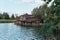 Abandoned floating boat restaurant in the harbour of ghost town Pripyat, Chernobyl, Ukraine. Ship