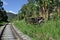 Abandoned freight car next to a rail road