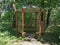 Abandoned gazebo in the woods. Abandoned house and a gazebo in the woods