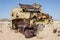 Abandoned harvester rusting away deep in the Namib Desert of Angola