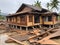 abandoned house with flooded water , tsunami attack