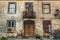 Abandoned house frontage in old Porto downtown.