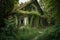 abandoned house with the remains of a once-thriving garden, now overgrown and forgotten