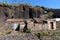 Abandoned houses in El Palmar next to Zahorra mountain, El Palmar, Buenavista del Norte, Tenerife, Spain