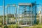 Abandoned industrial metal gate with turnstile