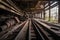 Abandoned Industrial Site with Conveyor Belts and Rusty Machinery