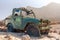 Abandoned Jeep Playas de Cofete in Fuerteventura, Spain in summer 2020