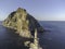 The abandoned lighthouse Aniva in the Sakhalin Island,Russia. Aerial View