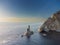 The abandoned lighthouse Aniva in the Sakhalin Island,Russia. Aerial View