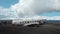 Abandoned military aircraft wreck at the black sand beach in Iceland.