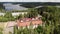 Abandoned military barrack building. Aerial view Karelia Lahdenpohja. Huuhanmaki