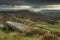 Abandoned millstones on Curbar Edge in Peak District