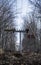 abandoned mountain Ski Lift in the forest with wood chairs