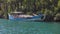 Abandoned Old Historic Wooden Boat on Sea at Edge of Forest