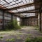 An abandoned, overgrown industrial factory with a haunting, eerie atmosphere5, Generative AI