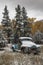 Abandoned pickup truck with fresh snow near Ridgway Colorado off